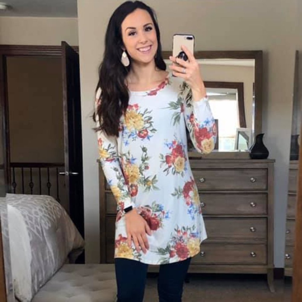 Floral Knit Dress- Cream